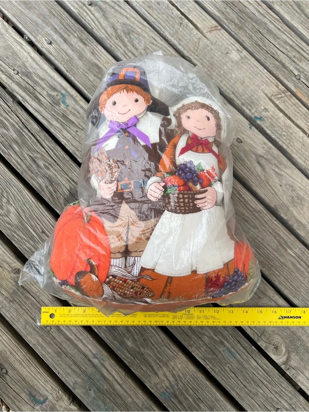 Vintage Thanksgiving Handmade Pilgrim Pumpkin door decor NWT Autumn Halloween